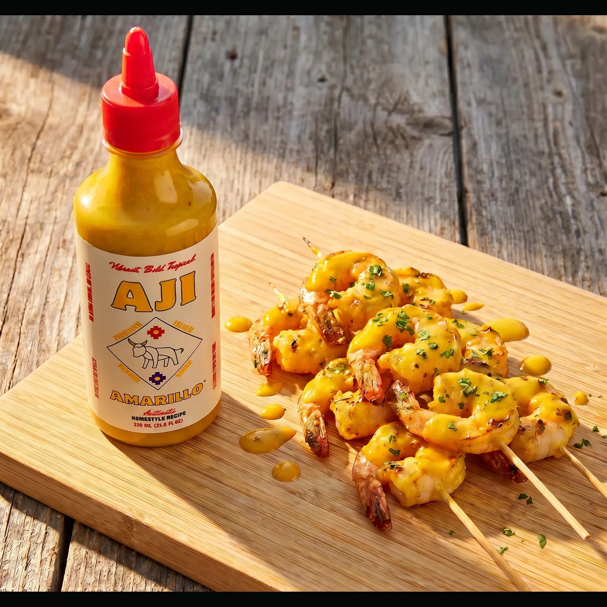 Aji Amarillo shrimp skewers